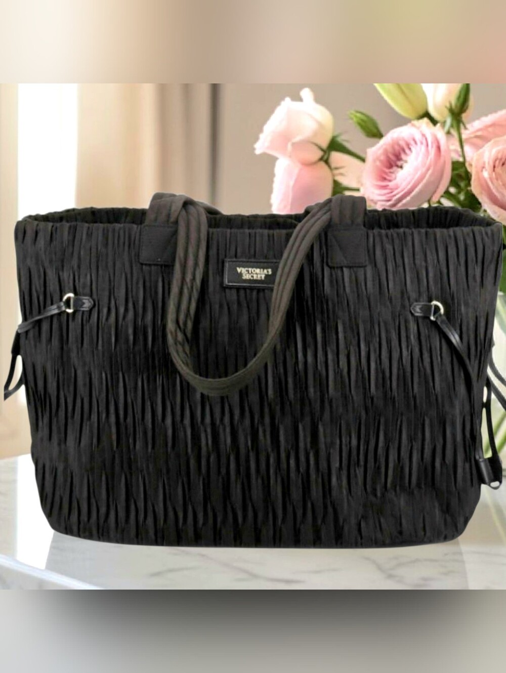 Victoria's Secret Black Textured Limited Edition 2017 Tote Bag